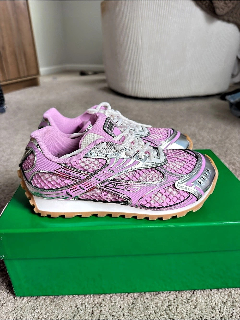 Bottega Veneta Orbit Sneaker Women's Pink & Silver Sneakers EU 39